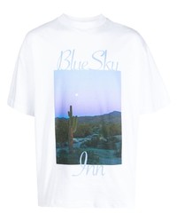 T-shirt à col rond imprimé blanc BLUE SKY INN