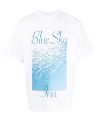 T-shirt à col rond imprimé blanc BLUE SKY INN