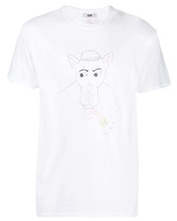 T-shirt à col rond imprimé blanc Bode