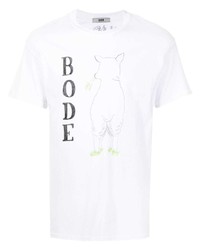 T-shirt à col rond imprimé blanc Bode