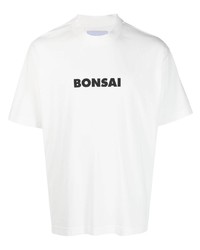 T-shirt à col rond imprimé blanc Bonsai