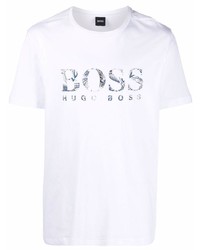 T-shirt à col rond imprimé blanc BOSS HUGO BOSS