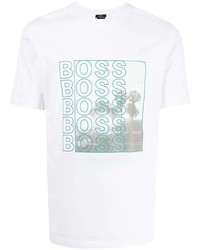 T-shirt à col rond imprimé blanc BOSS