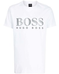 T-shirt à col rond imprimé blanc BOSS