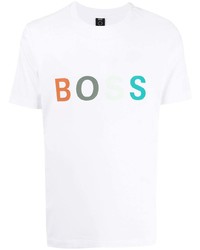 T-shirt à col rond imprimé blanc BOSS