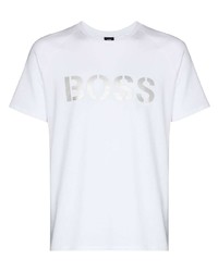 T-shirt à col rond imprimé blanc BOSS