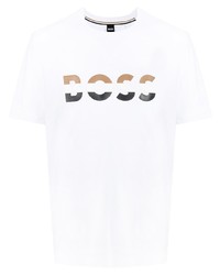 T-shirt à col rond imprimé blanc BOSS