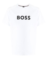 T-shirt à col rond imprimé blanc BOSS