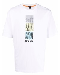 T-shirt à col rond imprimé blanc BOSS