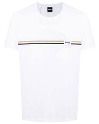 T-shirt à col rond imprimé blanc BOSS