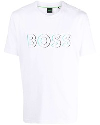 T-shirt à col rond imprimé blanc BOSS