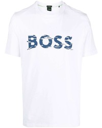 T-shirt à col rond imprimé blanc BOSS