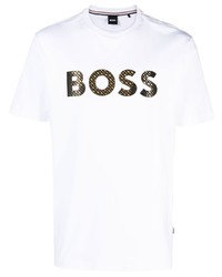 T-shirt à col rond imprimé blanc BOSS