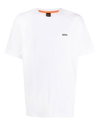 T-shirt à col rond imprimé blanc BOSS