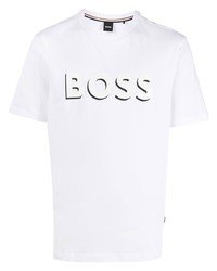 T-shirt à col rond imprimé blanc BOSS