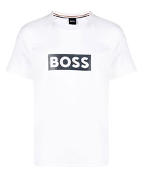 T-shirt à col rond imprimé blanc BOSS