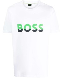 T-shirt à col rond imprimé blanc BOSS