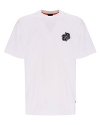 T-shirt à col rond imprimé blanc BOSS