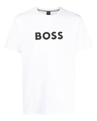 T-shirt à col rond imprimé blanc BOSS