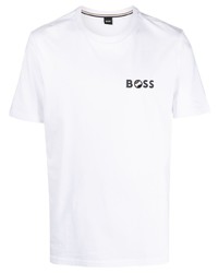 T-shirt à col rond imprimé blanc BOSS