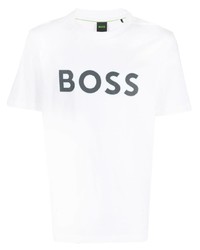 T-shirt à col rond imprimé blanc BOSS