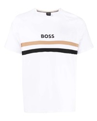 T-shirt à col rond imprimé blanc BOSS