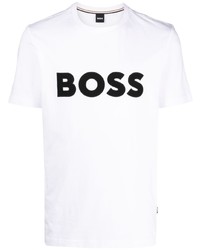 T-shirt à col rond imprimé blanc BOSS