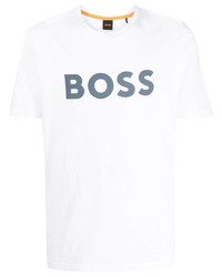 T-shirt à col rond imprimé blanc BOSS