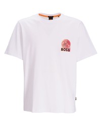 T-shirt à col rond imprimé blanc BOSS