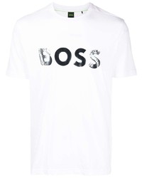 T-shirt à col rond imprimé blanc BOSS