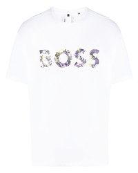 T-shirt à col rond imprimé blanc BOSS