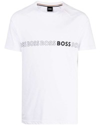 T-shirt à col rond imprimé blanc BOSS