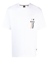 T-shirt à col rond imprimé blanc BOSS