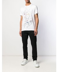 T-shirt à col rond imprimé blanc Alexander McQueen