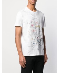 T-shirt à col rond imprimé blanc Alexander McQueen