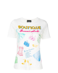 T-shirt à col rond imprimé blanc Boutique Moschino