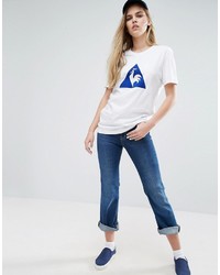 T-shirt à col rond imprimé blanc Le Coq Sportif