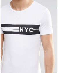 T-shirt à col rond imprimé blanc Asos