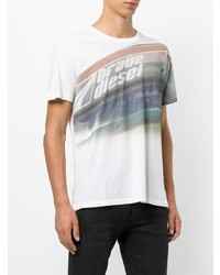 T-shirt à col rond imprimé blanc Diesel