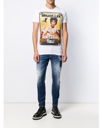 T-shirt à col rond imprimé blanc DSQUARED2