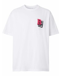 T-shirt à col rond imprimé blanc Burberry