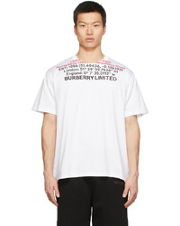 T-shirt à col rond imprimé blanc Burberry