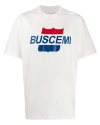 T-shirt à col rond imprimé blanc Buscemi