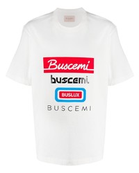 T-shirt à col rond imprimé blanc Buscemi