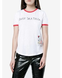 T-shirt à col rond imprimé blanc Mira Mikati