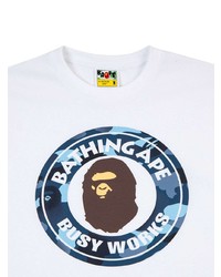 T-shirt à col rond imprimé blanc A Bathing Ape