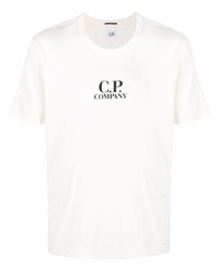 T-shirt à col rond imprimé blanc C.P. Company