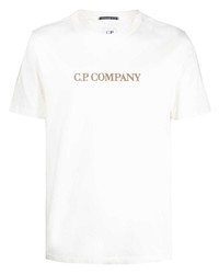 T-shirt à col rond imprimé blanc C.P. Company