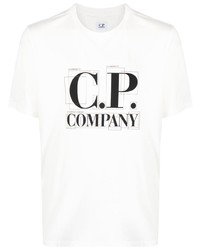 T-shirt à col rond imprimé blanc C.P. Company