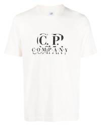 T-shirt à col rond imprimé blanc C.P. Company